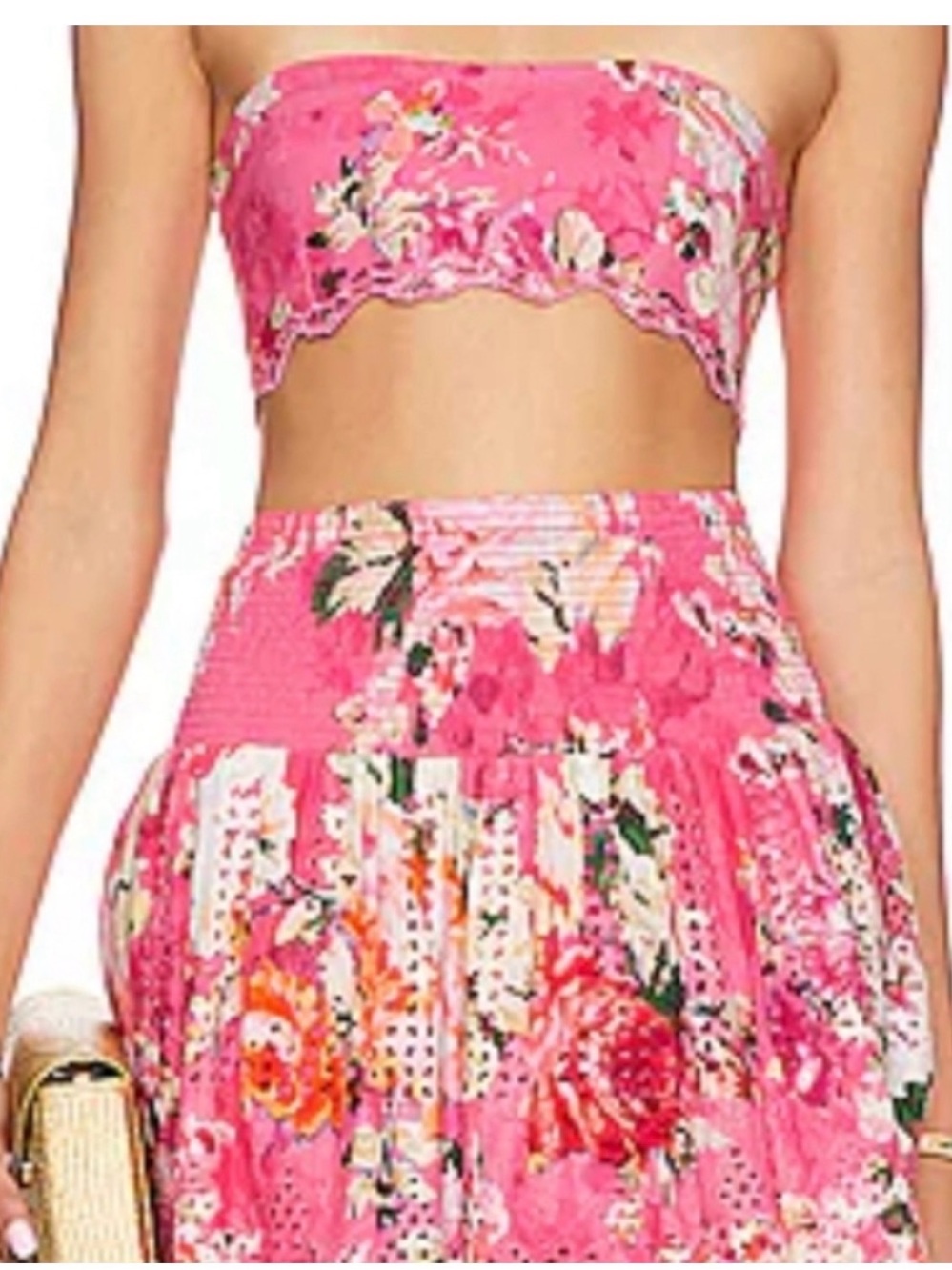 HEMANT & NANDITA Hot Pink Eyelet Mini Skirt and top!